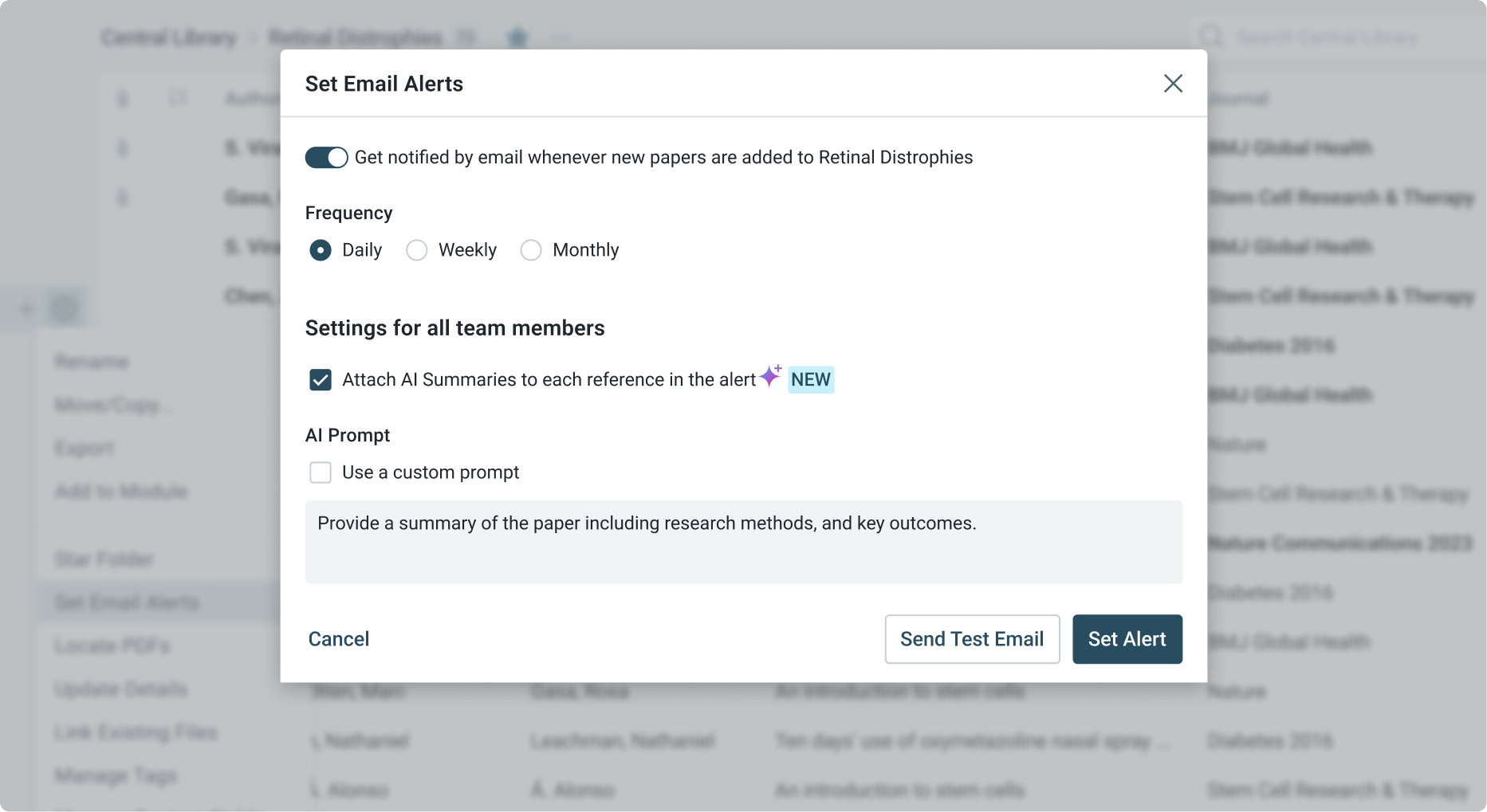 literature monitoring _ email alerts